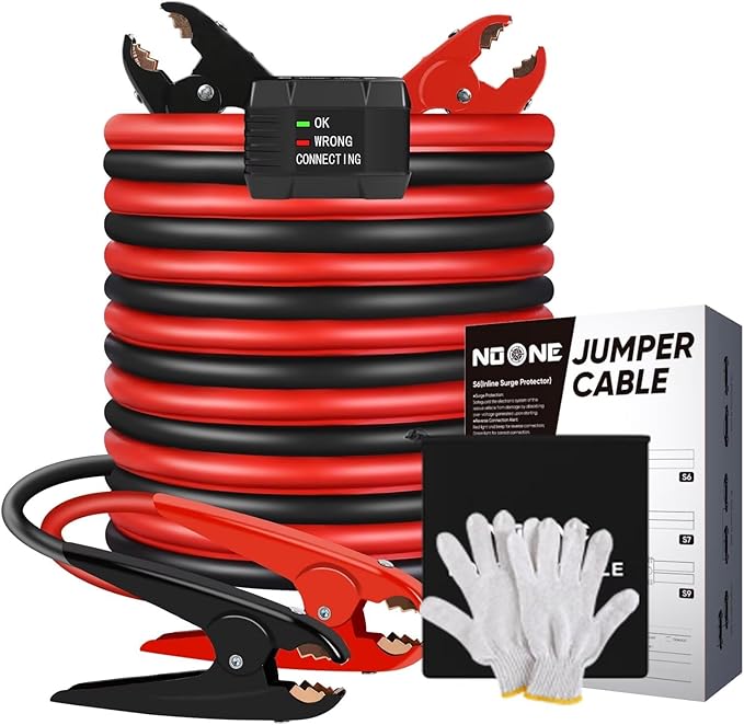 NOONE Heavy Duty Jumper Cables - 2 Gauge 20 Feet 800Amp Automotive Booster Cables with Smart-6 Protector for Jump Starting Dead or Weak Batteries (2AWG x 20Ft)