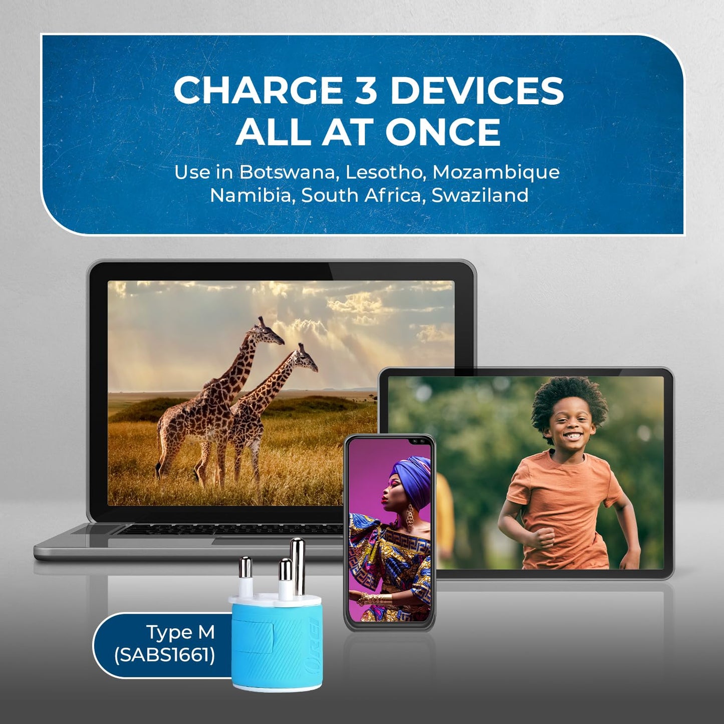 Orei South Africa, Botswana, Namibia Travel Plug Adapter With Dual Usb - Usa Input - Type M (U2U-10L), Will Work With Cell Phone