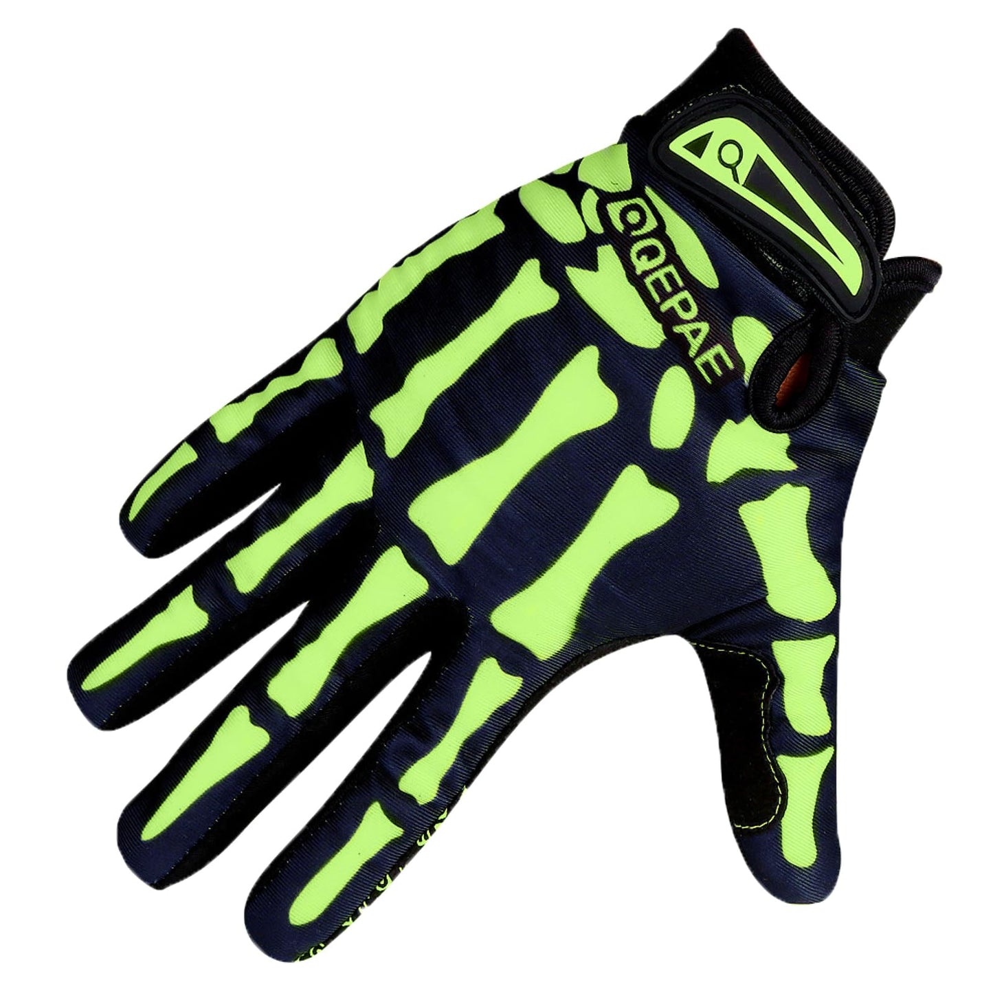 TRIWONDER Skeleton Gloves Cycling Gloves Skull Gloves for Men Women Kids for Bike Bicycle Motorcycles Sports Workout Riding Halloween Breathable Shock-Absorbing (Green - Full Finger, L)