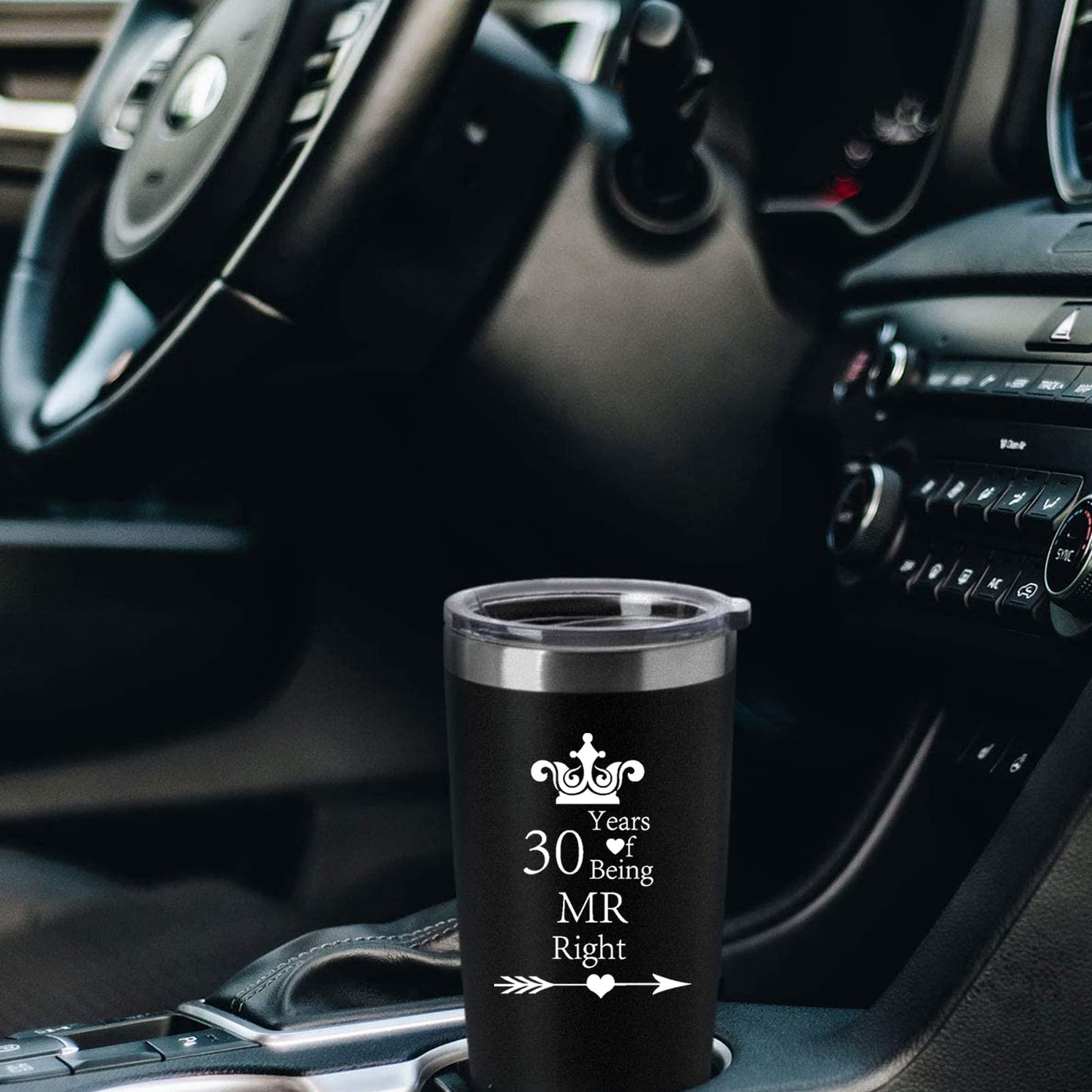 HLIKEM Set of 2 Wedding 30th Engagement Anniversary Tumblers for Couples Parents 20 OZ Stainless Steel Insulated Car Tumbler Travel Mug Mr Right Mrs Always Right 30 Years Anniversary Funny Present