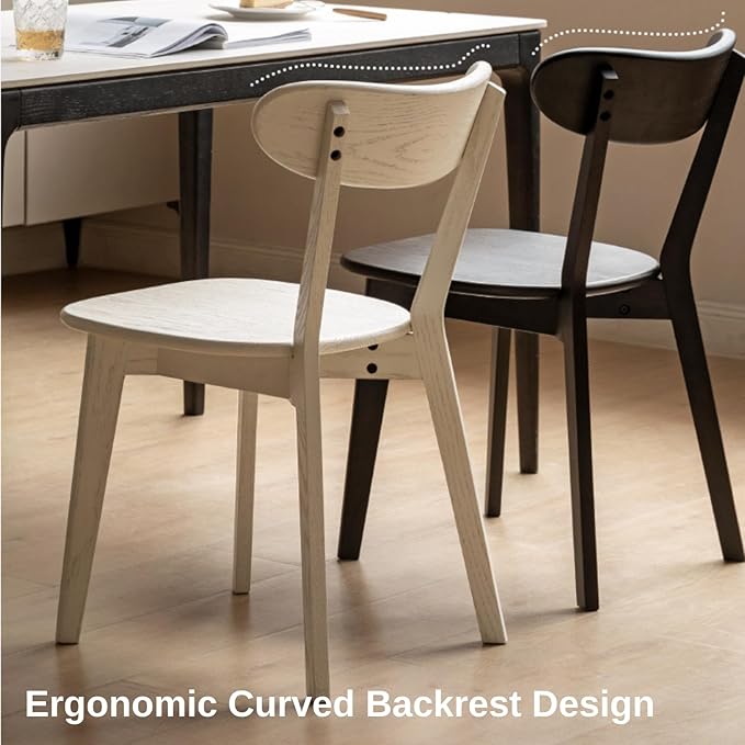 Hymus 100% Solid Oak Wood Dining Room Chairs - Practical Kitchen Chairs for Dining Room, Kitchen, Living Room (1, Black)