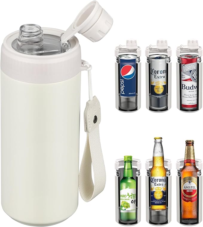JoyYum Universal Can Cooler, Fits All - For Regular 12 & 16 oz or Slim-Size Bottles - 48-Hour Fizz Retention - 24-Hour Ice...