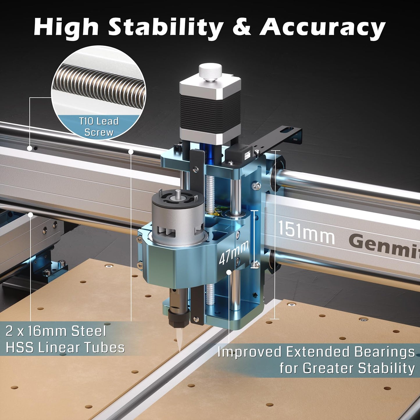 Genmitsu CNC Router Machine 4040-PRO for Metal Acrylic Cutting Milling, GRBL Control, Lead Screw Driven, 3 Axis Engraving, Working Area 15.7” x 15.7” x 3.1”