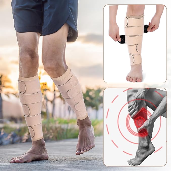 Croknit 3 Pairs Lymphedema Compression Leg Wraps Adjustable Lower Leg Cover up Medical Shin Splint Wrap for Heaviness Fatigue (Complexion)