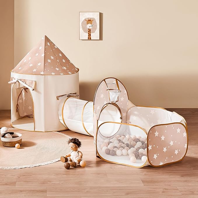 Tiny Land Kids Play Tent with Tunnel, Pop Up Play Tent with Ball Pits for Toddlers, Baby Tent with Carry Bag, Toddler Tent...
