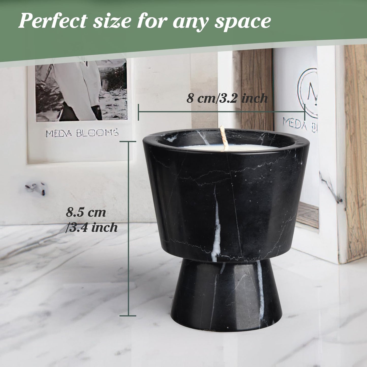 Premium Natural Soy Wax Candle in Solid Marble Container | All-Natural Scent/Long Lasting Burn Time | Elegant Recyclable Holder for Home Fragrance.Perfect for Gifting, and Seasonal Decrations.