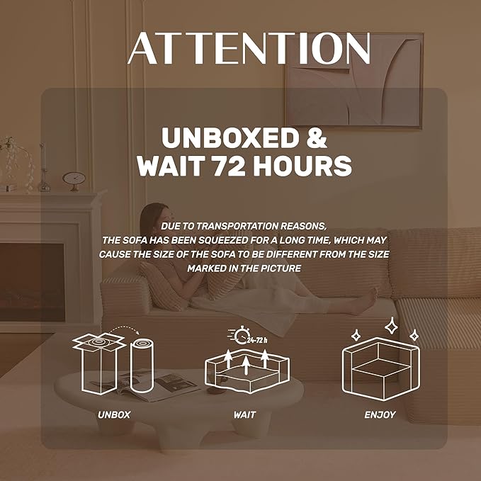 Afuson 107" Boneless Couch with Deep Seat, Modular Sectional Sofa, Cloud Sectional Couch for Living Room, No Assembly Required, Corduroy, L-Shape Right, Camel