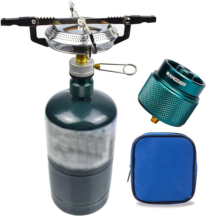 RANDDER Propane Stove Portable Isobutane Camping Stove with Gas Adapter - 10,000 BTU Single Burner Backpacking Camp Stove ...