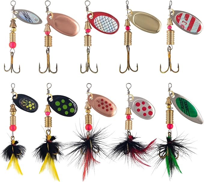 YPWUE Rooster Tail Fishing Lures – Inline Spinner Baits Kit for Trout, Bass & Salmon – Effective in Freshwater, Streams & ...
