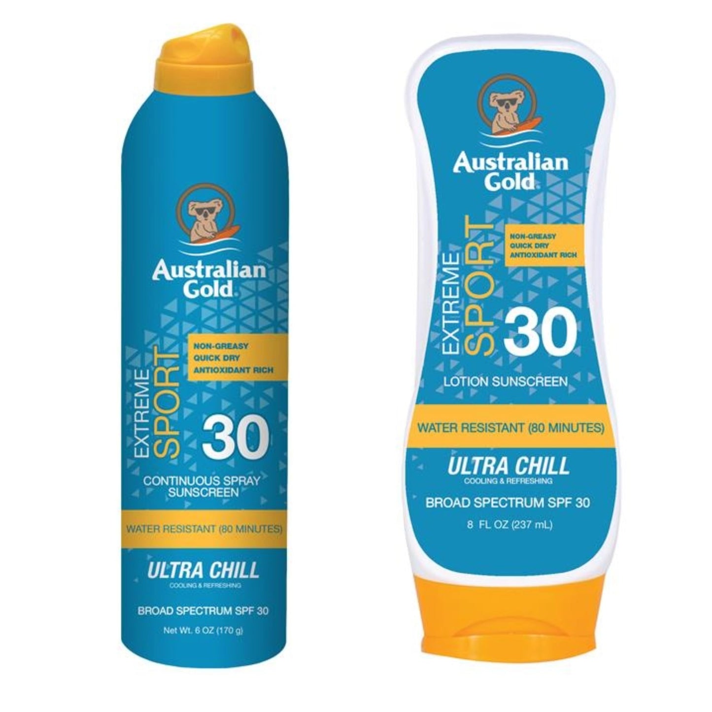 Australian Gold Extreme Sport Sunscreen Lotion SPF 30 & Extreme Sport Continuous Spray Sunscreen SPF 30, Sport Bundle