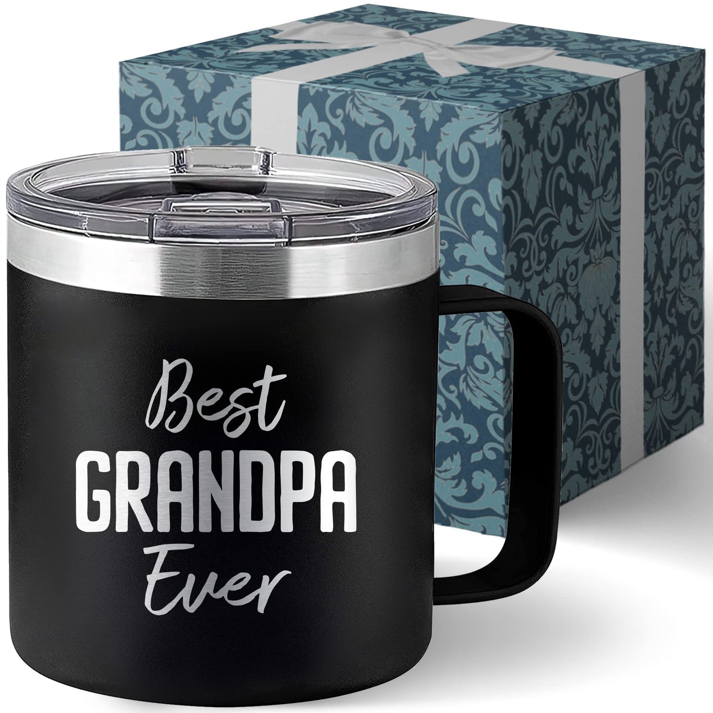 Best Grandpa Ever Mug Fathers Day Papa Coffee Mug Gifts for Papa- Grandpa Tumbler Grandpop Abuelo Gift - Paw Paw Gifts for Granddad Mugs from Grandkids - Tumbler 14oz Stainless Steel Tumbler with Lid
