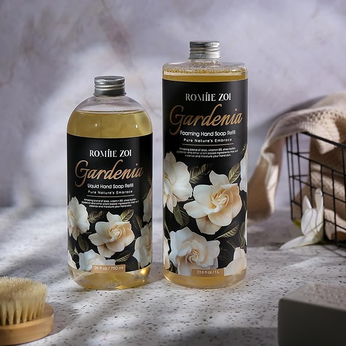 ROMIIE ZOI Liquid Hand Soap Refills, Gardenia, Gentle & Moisturizing Formula, 750 ML/ 26 FL.OZ
