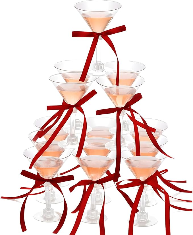 Maxdot 30 Set A Tini Bit Older Birthday Party Supplies 5 oz Espresso Martini Glasses Plastic Mini Champagne Tower with Bow...