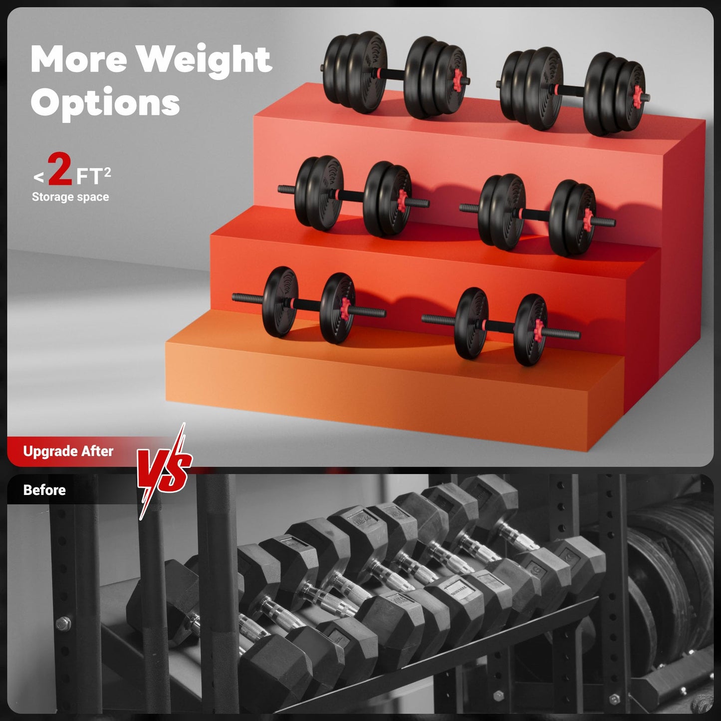 Adjustable Dumbbells, GOIMU 32/54/76/94LBS Free Weight Set, 4 in 1 Dumbbell Set Used as Barbell, Kettlebell, Push Up Stand, Fitness Exercise for Home Gym Suitable Men/Women(76LB)