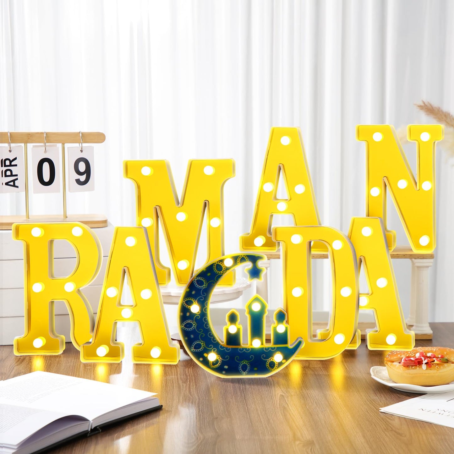 Aurelema Anniversary Decorations LED Letter Sign Lights Battery Powered Table Decorations for Party Club Restaurant Wall Decor