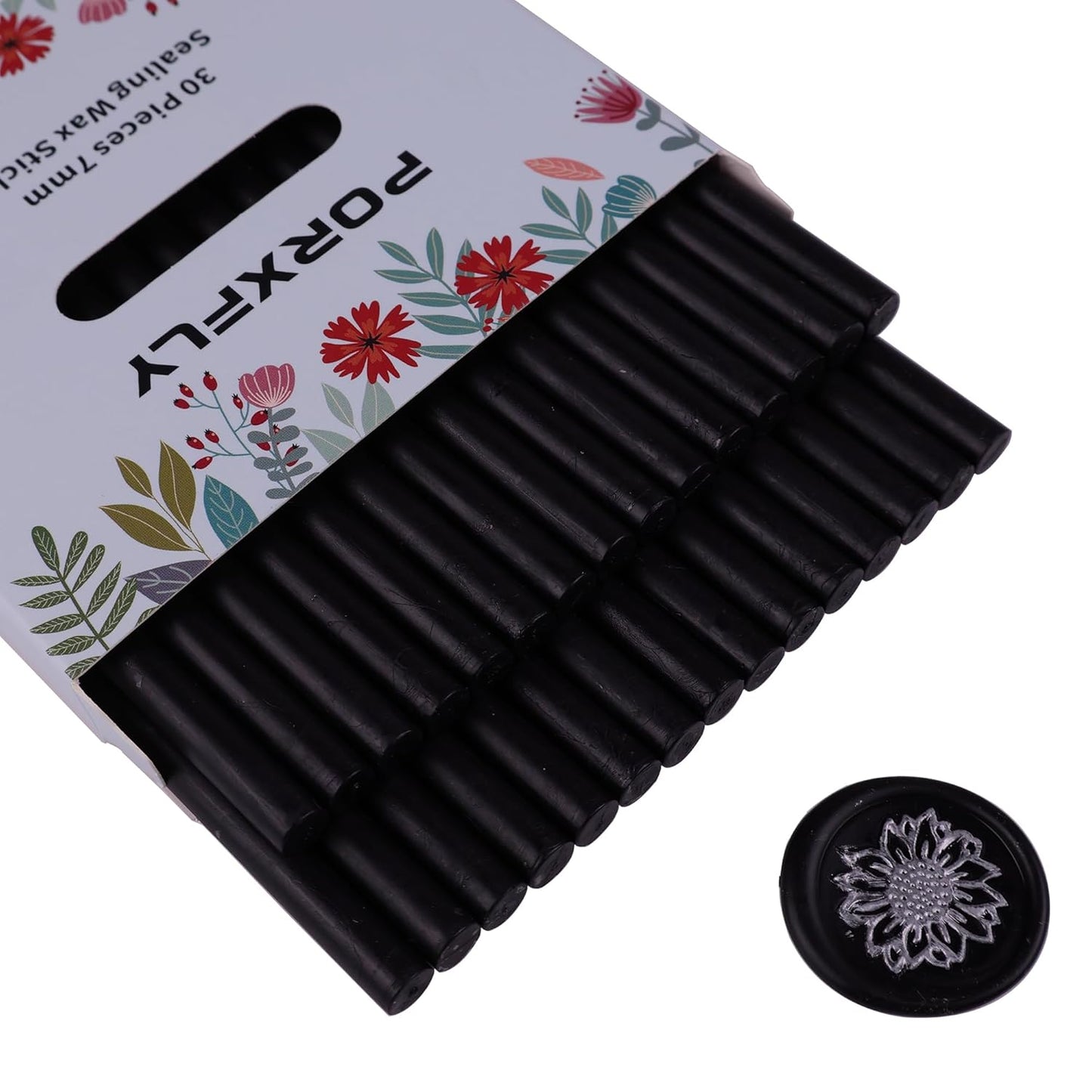 30 Pieces 7mm Sealing Wax Sticks for Glue Gun,PORXFLY Mini Wax Seal Sticks Great for Seals Stamp,Cards Envelopes,Wedding Invitations,Gift Wrapping,Wine Packages (Black)