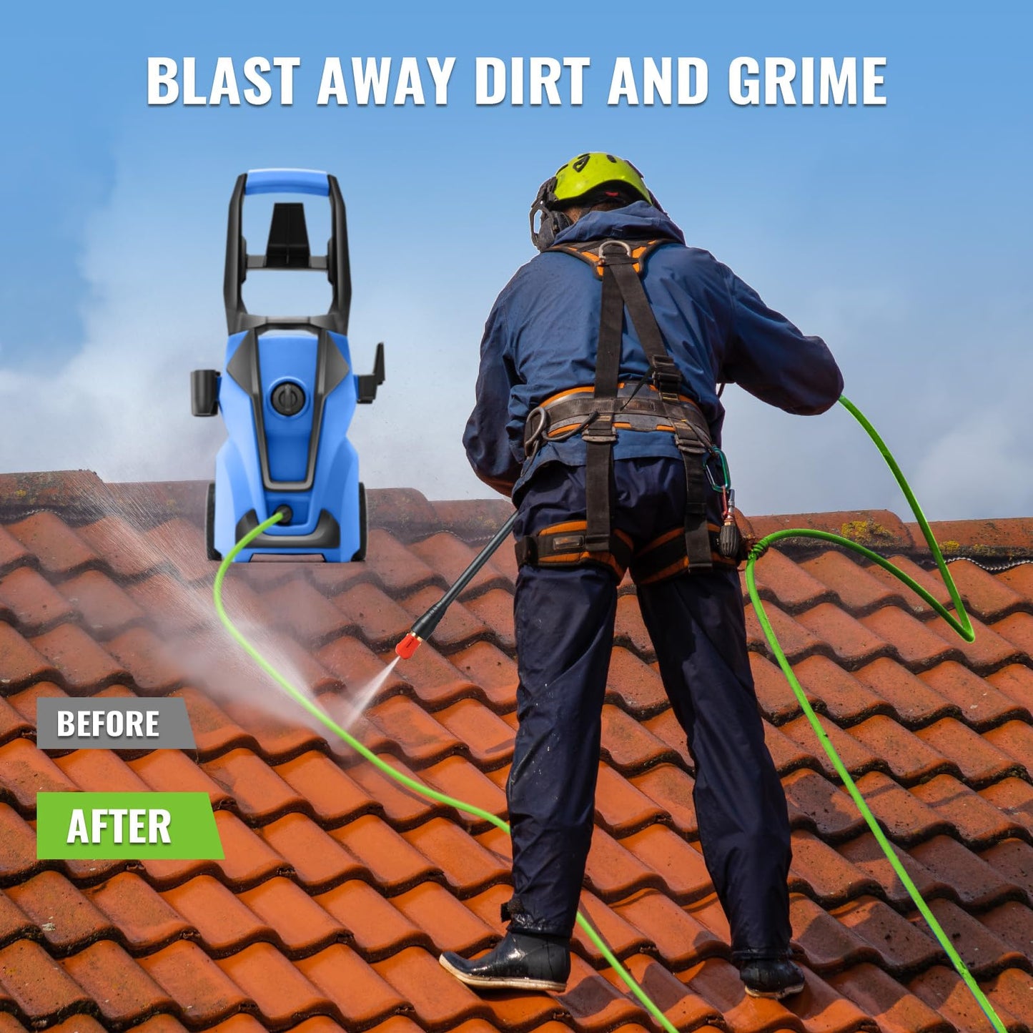 Imdot Electric Pressure Washer 5000PSI Max 4.0GPM with 33FT Flexible Extension Hose, 4 Nozzles, Foam Cannon, Power Washer Powered for Cars, Patios, Driveways, Deep Blue