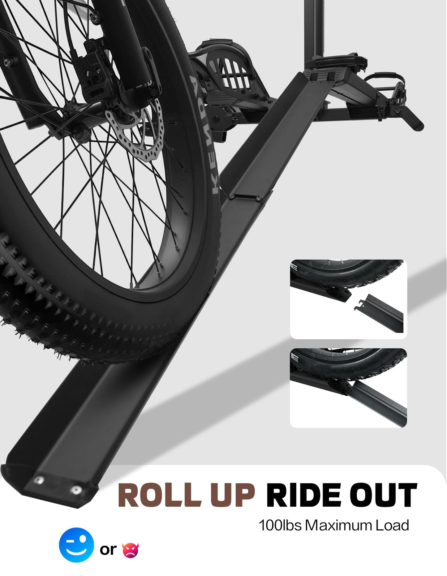 POLESTAR Electric E-Bike Rack with Ramp, Hitch 2 Bike Rack, 200 lbs Capacity Electric Bike Carrier, Foldable Platform Mount for Cars, Trucks, SUVs, Minivans, Up to 5-Inch Fat Tire for 2'' Receiver