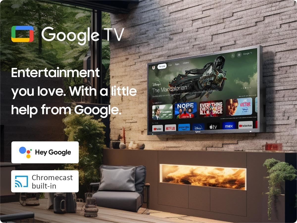 SYLVOX Outdoor TV, 75 inch Waterproof Smart Outdoor TVs, 4K, HDR 10, Weatherproof,1000nits, Voice Assistant Remote, for Partial Sun Area(Deck Pro 3.0, Latest Model)