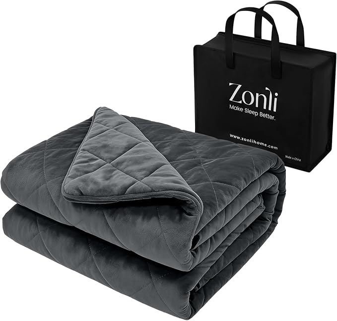 ZonLi Royal Posh Velvet Weighted Blanket for Adults, Dual Sided Cozy Fluffy Heavy Blanket(60"x80",20lbs,Grey), Bed Sofa Heavy Blankets, Soft Material with Premium Glass Beads, Easy Care