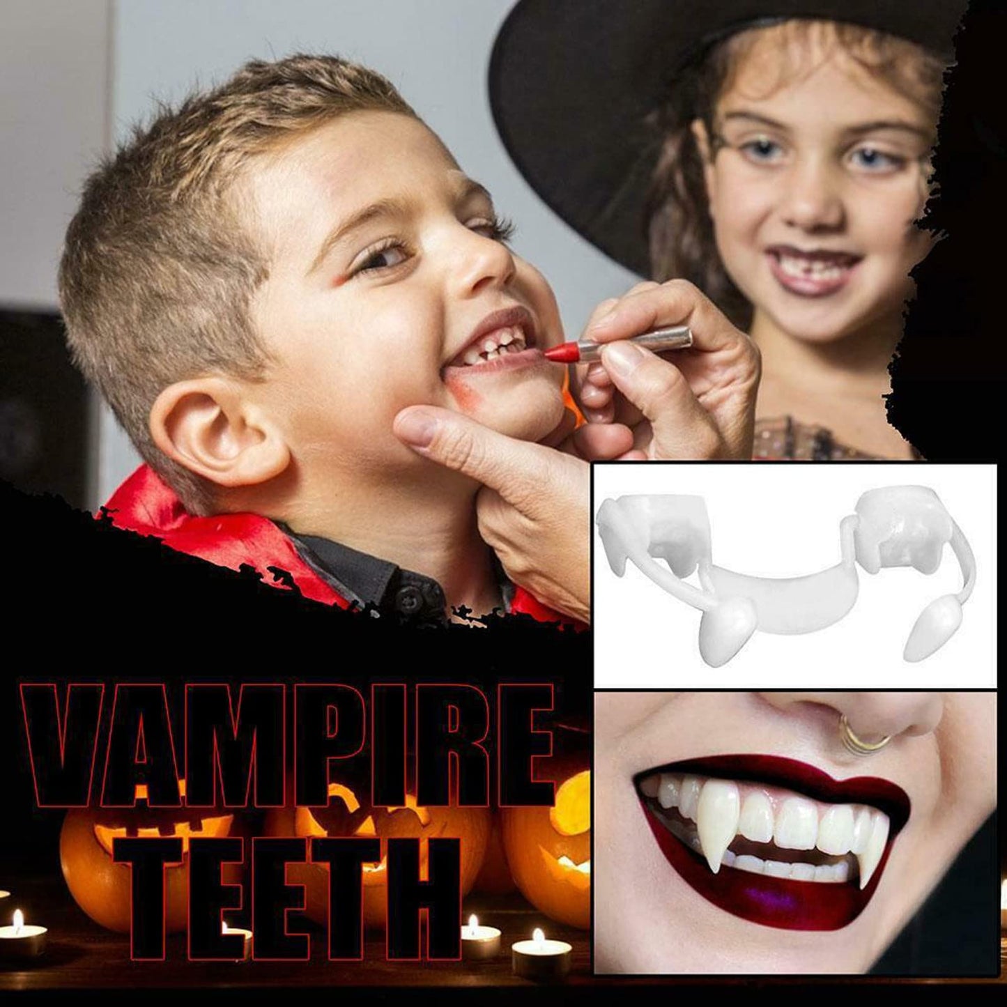 Halloween Vampire Fangs Spoof Friends Retractable Braces Party Prom Role Play False Fangs Teeth Props 1428