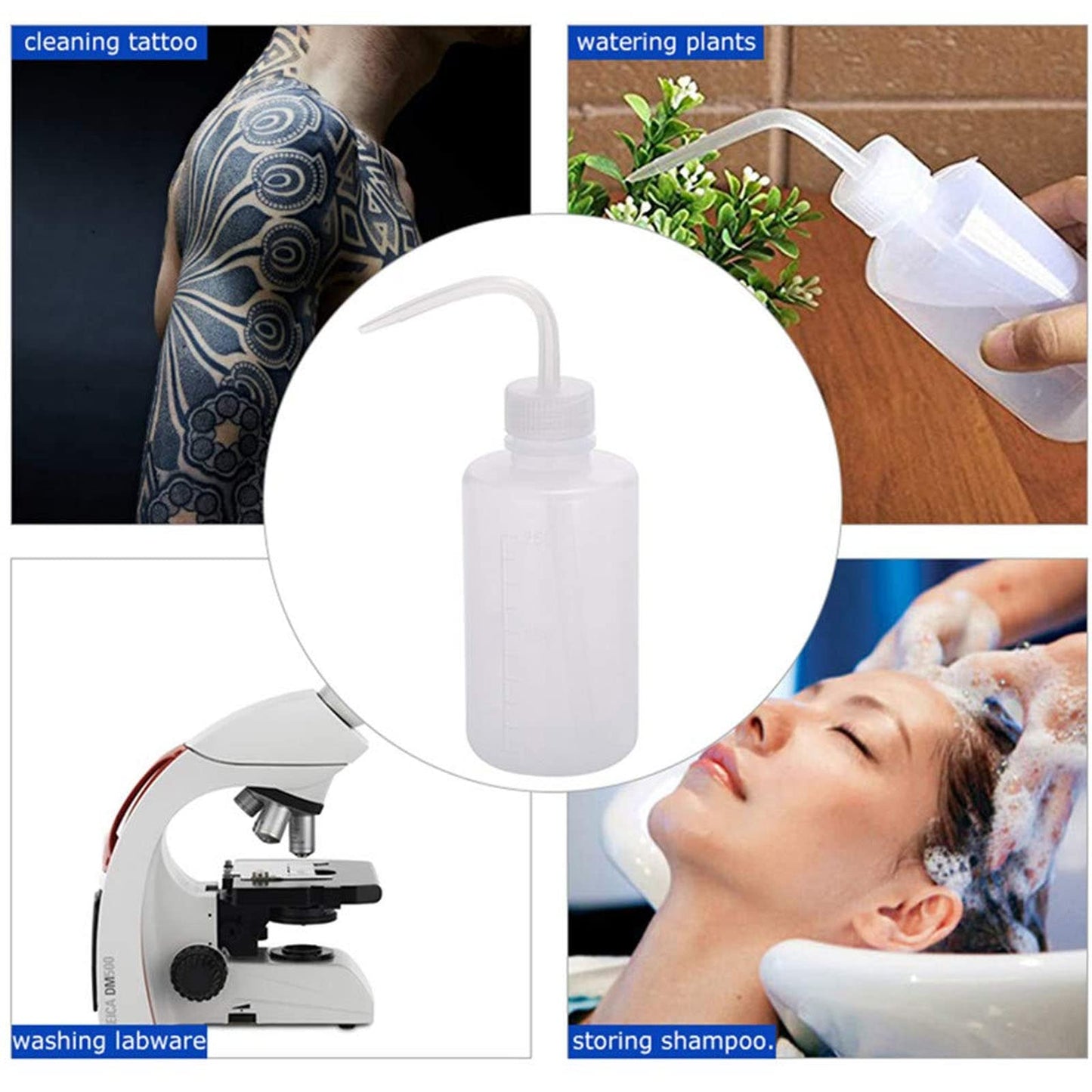 Sotica 2PCS Tattoo Bottles - 500ml Tattoo Wash Bottle Tattoo Spray Bottles Squirt Bottle Tattoo Squeeze Bottles For Tattooing with Measure(16oz) for Medical Lab Succulent Watering