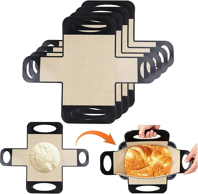 4PCS Silicone Bread Loaf Pan Liner, Food-Grade Silicone Bread Sling, Non-Stick & Easy Clean Dough Transfer Tool with 4 Handles Bread Liner Fits 9x5" or 1.5lb Loaf Pans