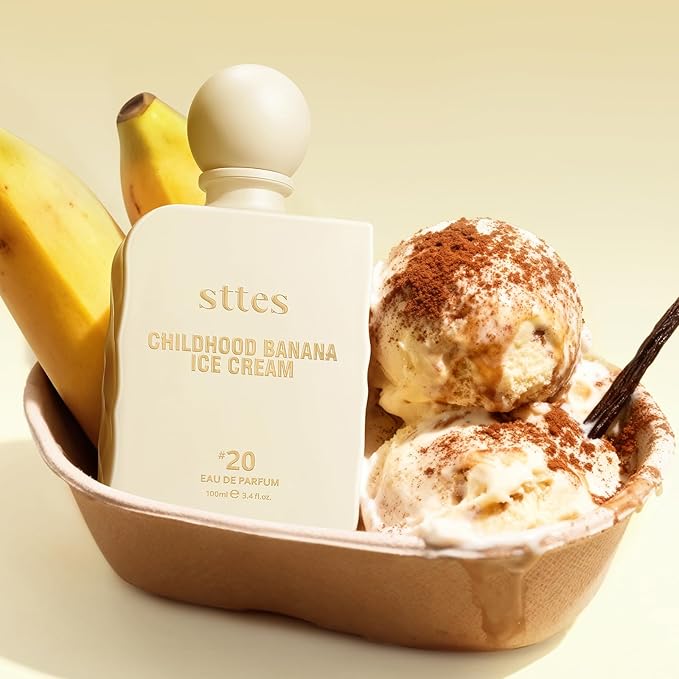 Sttes Perfume #20 for Women – Childhood Banana Ice Cream Eau de Parfum, The Exact Sweetness You Remember: Ripe Banana, Vanilla Ice Cream & Caramel Crunch, Long-Lasting Sweet Gourmand Fragrance, 100ml