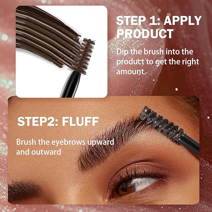 Brow Super Fluff Eyebrow Gel Mousse, Volumizing and Tinted Thickening Eyebrow, Waterproof, Long-Lasting, Easy-to-Use for Soft Full Brows, 4 Black Brown