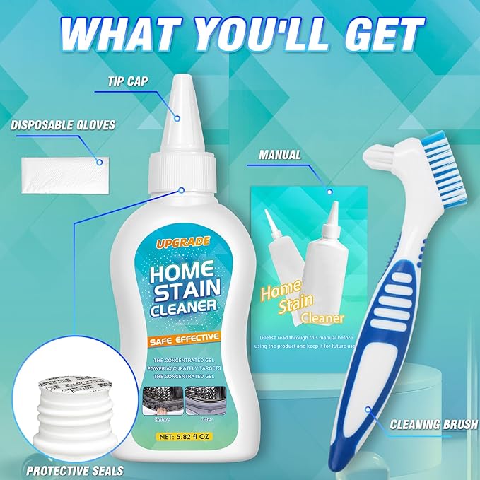 Mold Stain Cleaner Gel, All-Purpose Gel for Home Use on Washing Machine Gasket, Bathroom Grout, Sink, Shower, Caulk, and Front Loader Seal (1, 5.82 Fl oz)