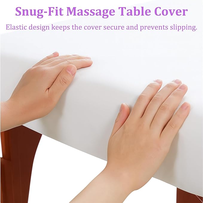 Massage Table Sheet Set, 3pcs (Flat Sheet, Fitted Sheet, Face Rest Cover), White Microfiber for Spa and Professional Use