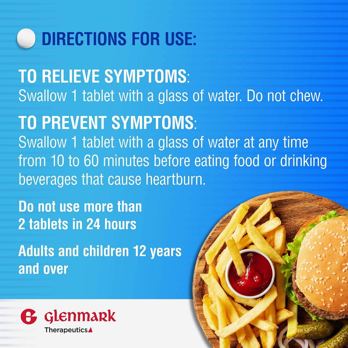 Glenmark Maximum Strength Famotidine Tablets, 20 mg, Acid Reducer for Heartburn Relief, 200 Count (Pack of 2)