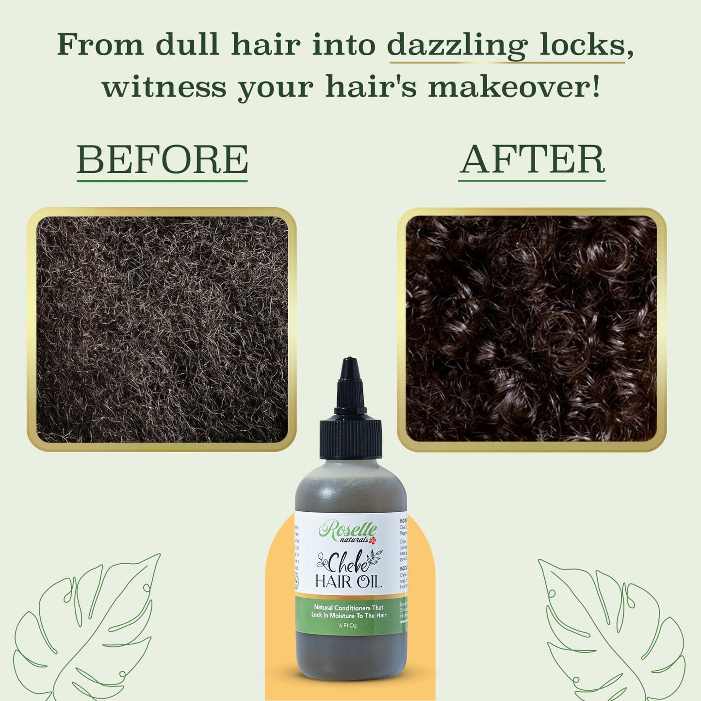 Roselle Naturals Chebe Oil for Hair Growth for Black Women, Chebe Oil Hair Growth Products Made in USA 4 Fl Oz - Chebe Powder Ch