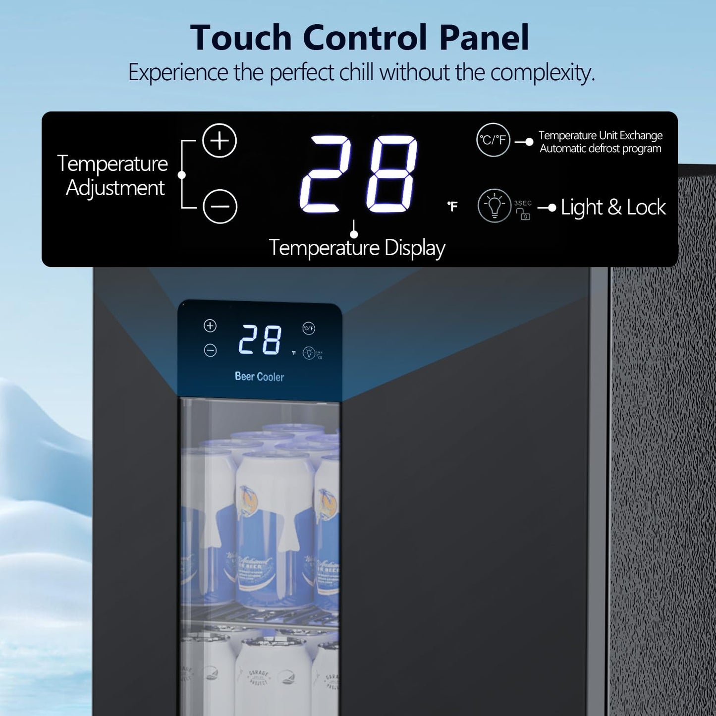 COWSAR 3.2 Cu.Ft Beverage Refrigerator, Electronic Control & LCD Display, 20-50℉ Temperature Range – Mini Fridge for Soda, Wine or Beer