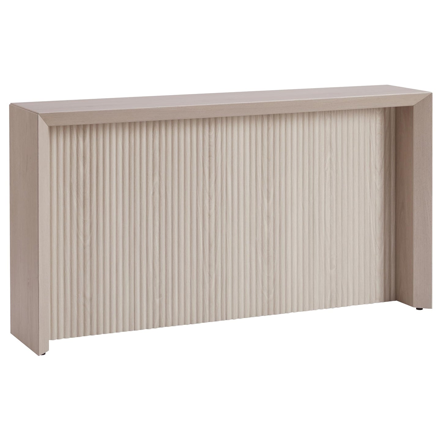 Henn&Hart 56" Fluted Wooden Rectangular Console Table Ribbed Entryway Table, Sofa Table for Entryway, Living Room, Couch, Hallway, or Office, Beech White
