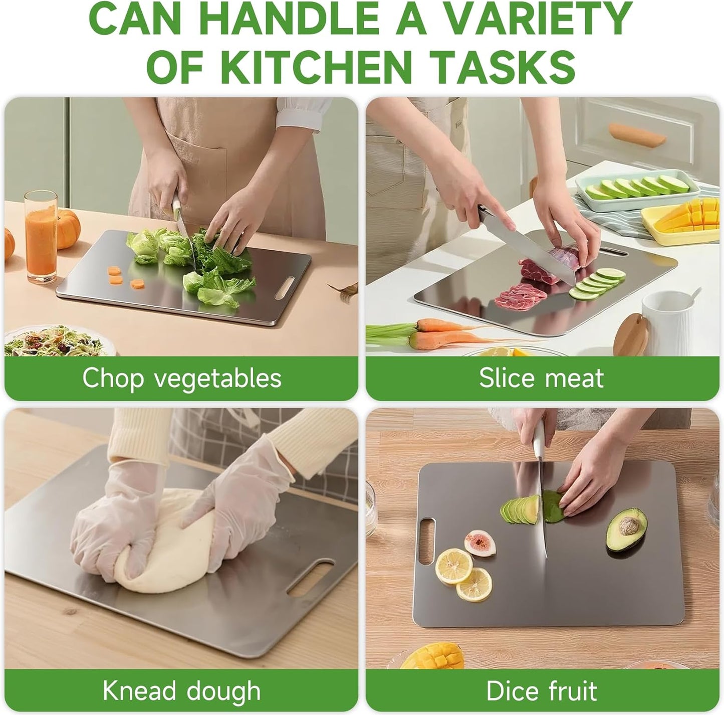 Katuchef Titanium Cutting Board - New Upgrade 100% Pure Titanium Cutting Boards for Kitchen Double Sided Non Toxic Cutting Board,Hygiene Durable Dishwasher Safe Chopping Board(1PC-XL:18.11IN*11.81IN)