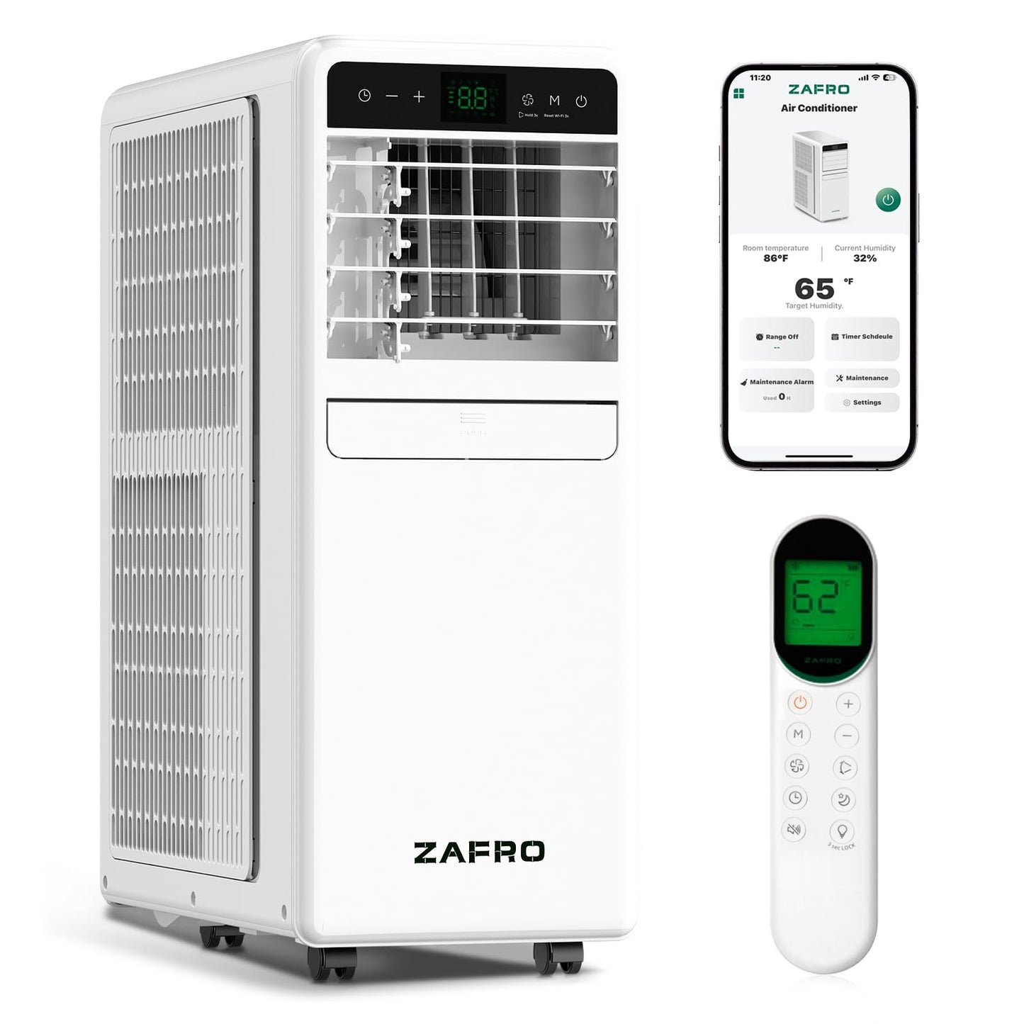 10,000 BTU Portable Air Conditioner, 3-IN-1 Smart AC Unit with Fan/Dehumidifier/Drainage-free Cooling, APP/Voice/Remote/Touch, 4