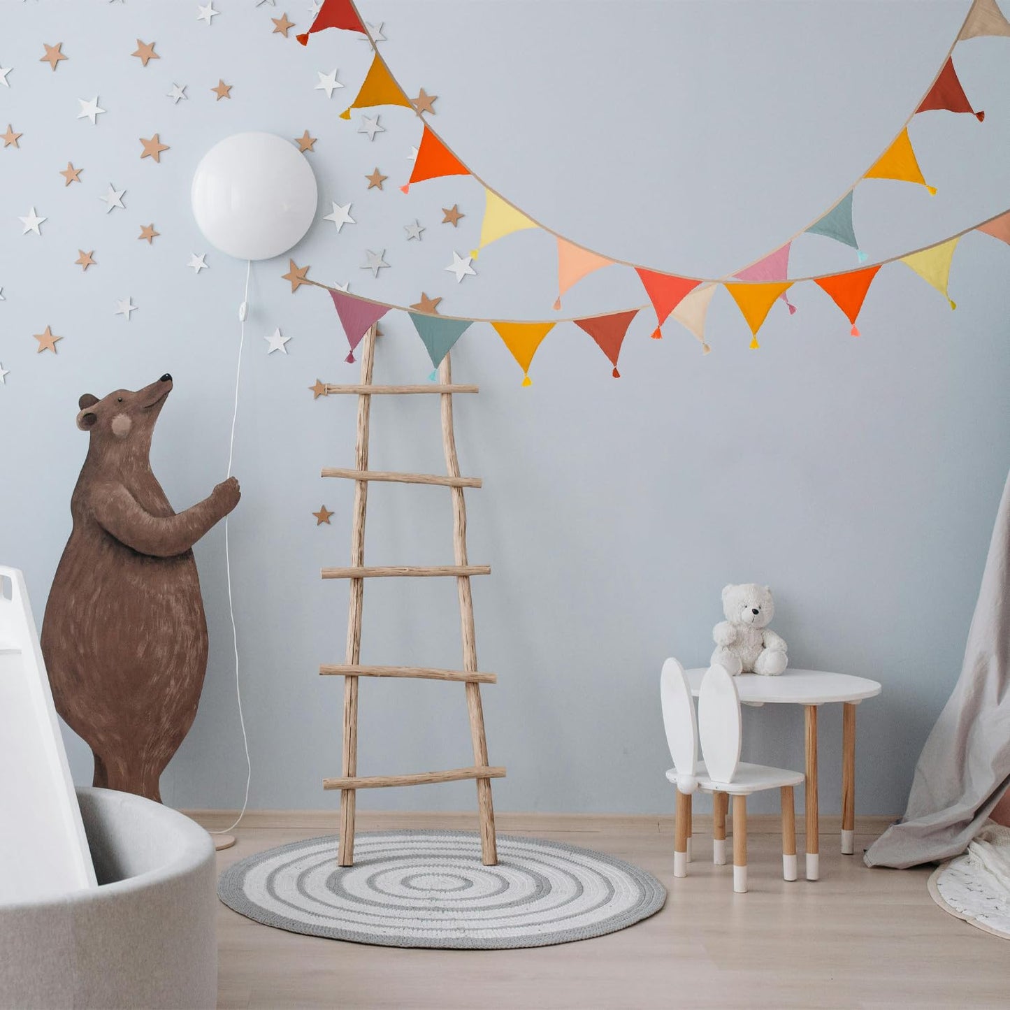 Fabric Bunting Banner, 2 Pack Handmade Neutral String Banner with Tassel Each 8.5 ft 10 Flags Nursery Wall Hanging Wedding Birthday Home Baby Shower Party Decoration Bunting (Pink 2 Packs)