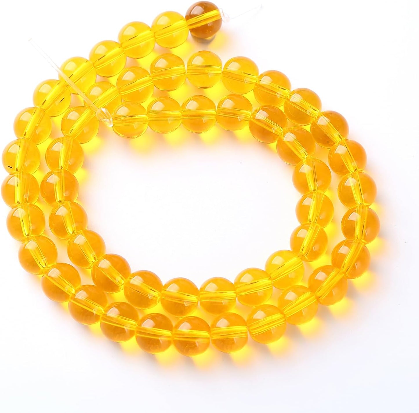 60pcs 6mm Smooth Yellow Crystal Glass Beads Citrine Round Loose Beads for Jewelry Making DIY Bracelet Necklace 15" Energy Healing Power Stone Beads