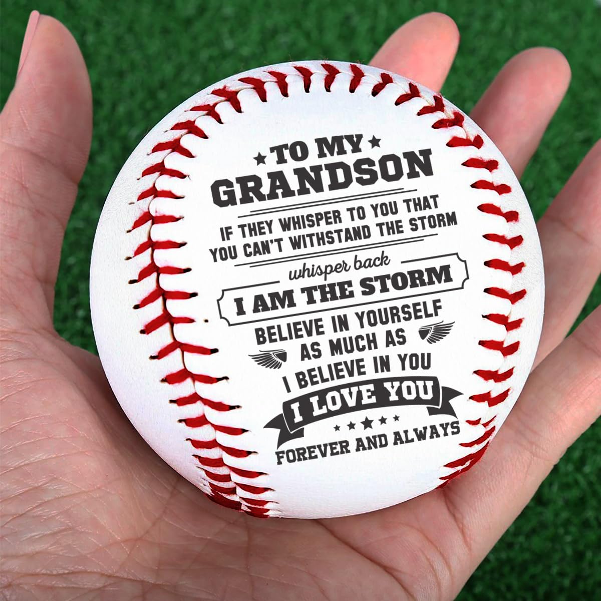 DOPTIKA Father's Day Birthday Gifts for Grandson, to My Grandson Engraved Baseball, Teen Boy Gifts, Graduation Gifts for Him from Grandparents, Grandson Gifts from Grandma