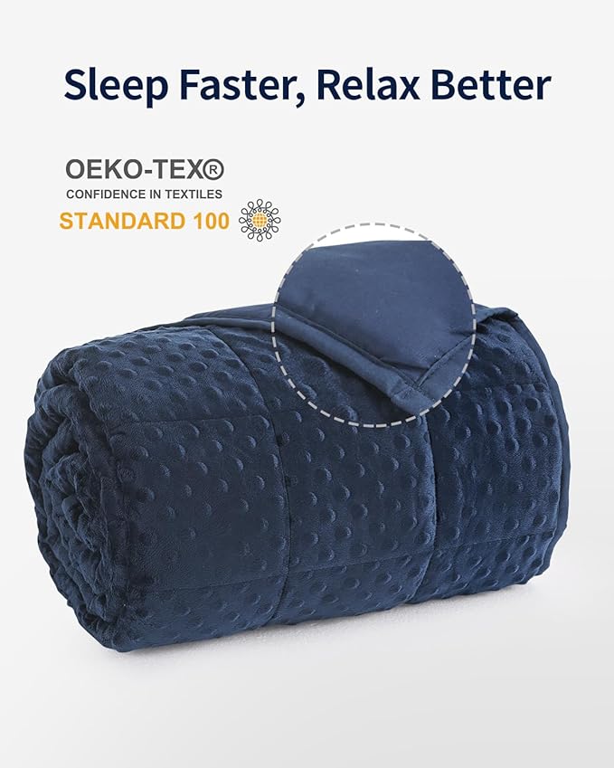 Mr. Sandman Weighted Blanket for Adults, Minky Heavy Blanket for Woman,Man Sleeping/Calm, Soft and Cozy Weighted Throw Blankets, Machine Washable, 80 x 87in, 25 lbs, Navy Blue