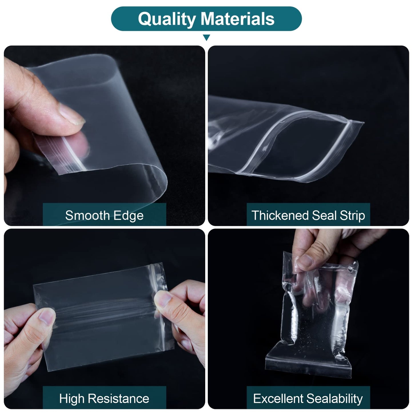 500 Pcs Small Plastic Bags, Small Bag, Mini Baggies, Jewelry Bag Clear Plastic, 5 Assorted Sizes, Resealable Poly Bags for Pill, Storage, Candy, Packaging