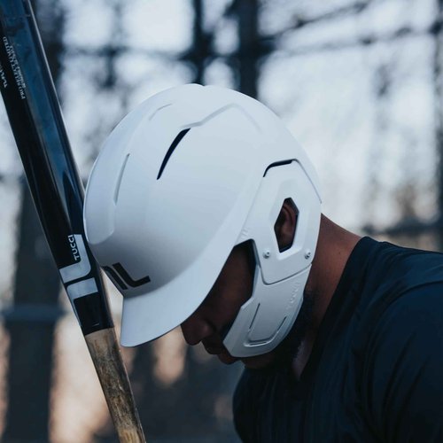 TUCCI Potenza Batting Helmet with Jaw Flap, L/XL, Gloss White, Right-Handed Hitter
