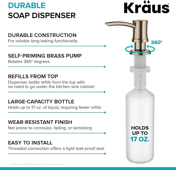 KRAUS Kitchen Soap and Lotion Dispenser in Spot Free Antique Champagne Bronze, KSD-54SFACB