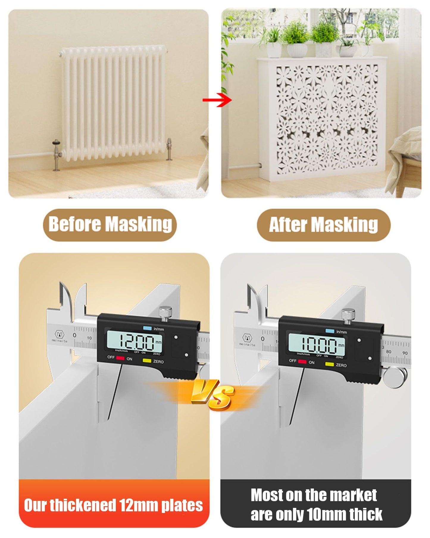 Radiator Covers White Heating Cabinet Shelf, Thickened Frame Radiator Cover For Home, Elegant Radiator Cover Horizontal Slat Radiator Shelve Ffor Household Living Room Bedroom(27.6"Lx7.9"Wx27.6"H)