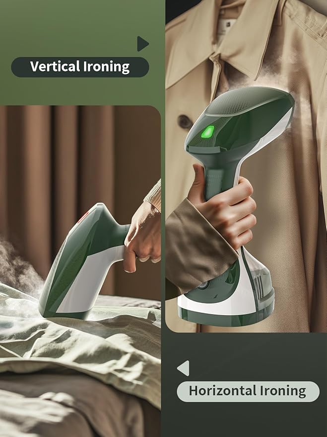 KEENSTAR Steamer for Clothes, Portable Handheld Garment Steamer, 1500W 2 in 1 Fabric Wrinkles Remover, 30-Second Fast Heat-up, 250ml Detachable Water Tank, Steam Iron for Home and Dorm
