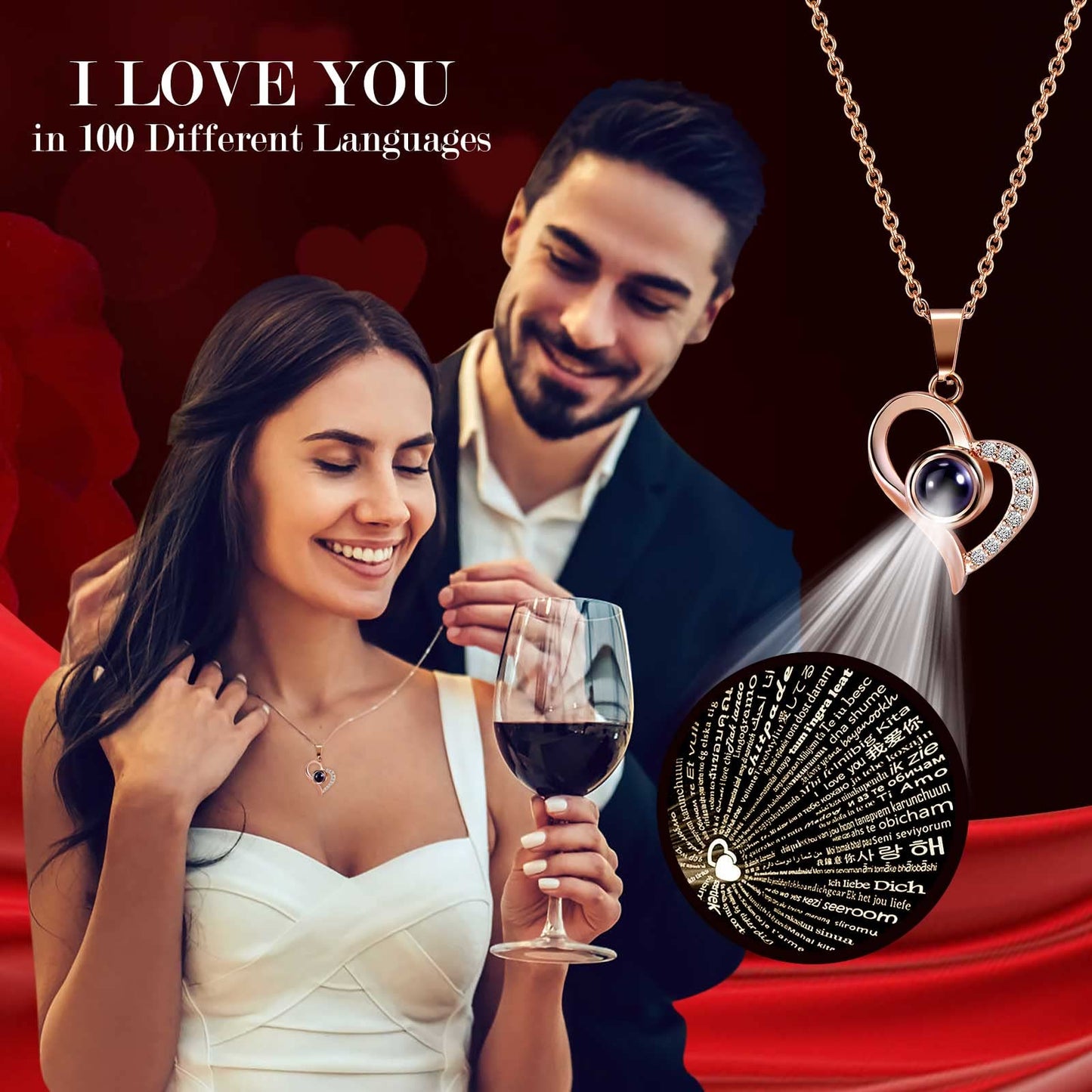 ADDWel Rose Gifts for Women - Preserved Real Roses Forever Red Flowers with I Love You in 100 Languages Necklace and Cute Moss Bear for Girlfriend Wife Mom Grandma on Birthdays, Anniversaries