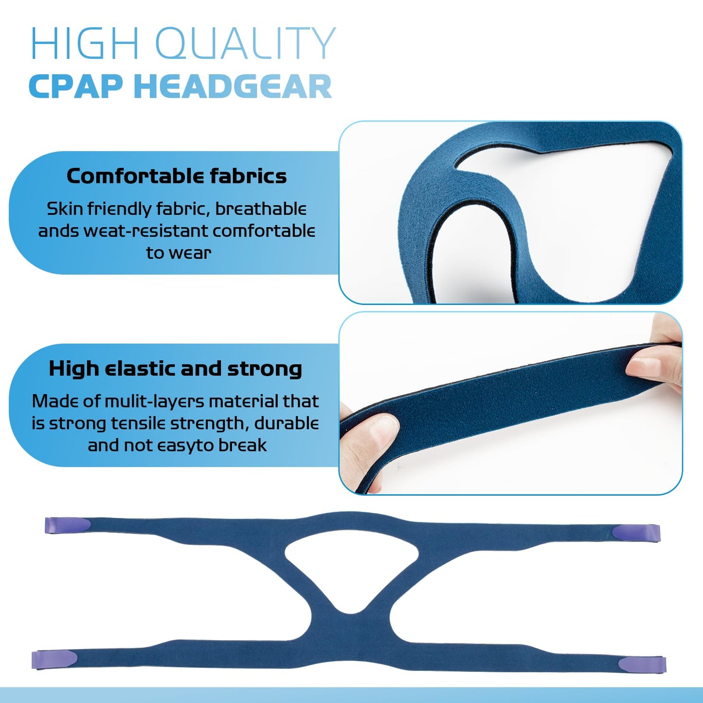 Headgear Compatible with ResMed Mirage Quattro Air Full Face CPAP Mask, Stable Comfortable CPAP Mask Head Strap for Quattro Air Strap - Medium/Standard