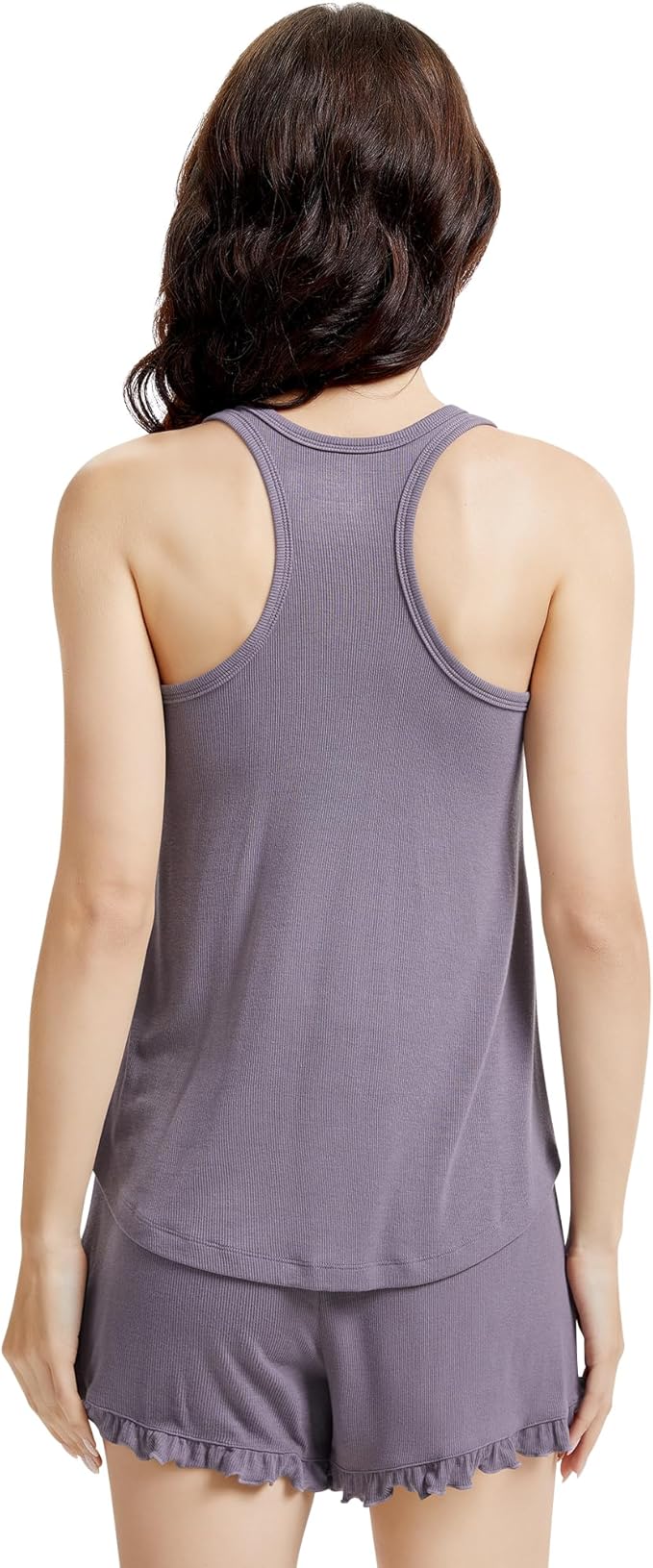 NACHILA Pajamas for Women-Viscose from Bamboo, Ribbed Racerback Tank Top Sexy Split Shorts Pajama Sets Cooling Sleep Cami Pjs