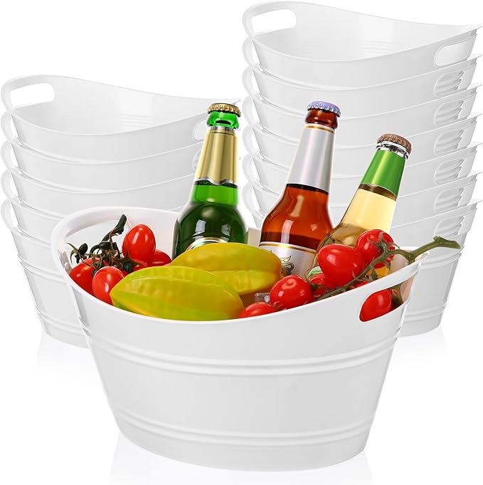 meekoo Plastic Ice Buckets Bulk with Handles 4.5L Oval Storage Tub Large Capacity Ice Drink Bucket for Party Bar Wine Beer...